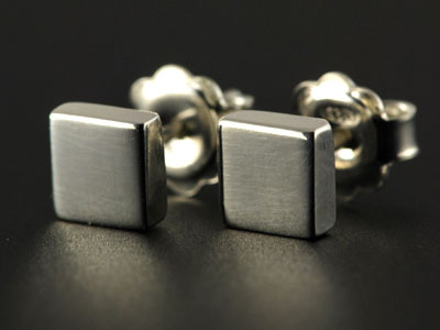 Handmade chunky square stud earrings