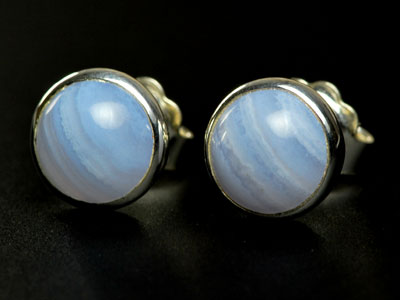 Lovely handmade blue lace agate studs set in sterling silver