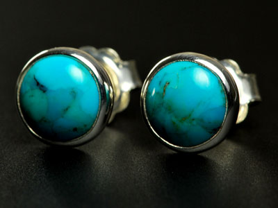 Lovely handmade turquoise studs set in sterling silver