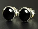 Handmade silver stud earrings with onyx gemstones
