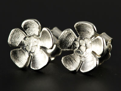 Pretty, handmade petal studs in pure silver