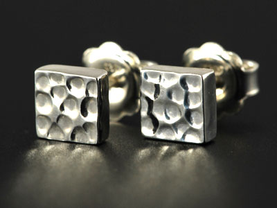 Handmade chunky punched square stud earrings