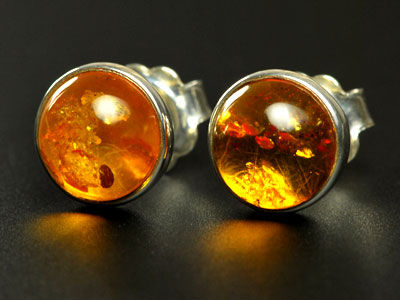 Lovely handmade amber studs set in sterling silver