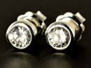 silver round earrings with cubic zirconia