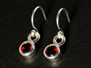 Silver drop earrings with garnet gemstone