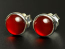 Handmade silver stud earrings with cornelian gemstones